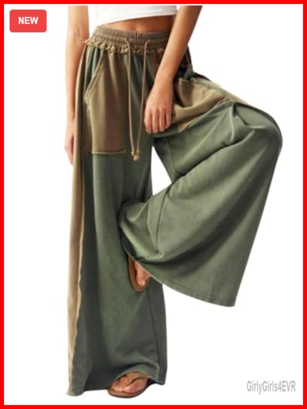 Women's Baggy Wide Leg Sweatpants Drawstring High Waist Flowy Loose Fit Casual